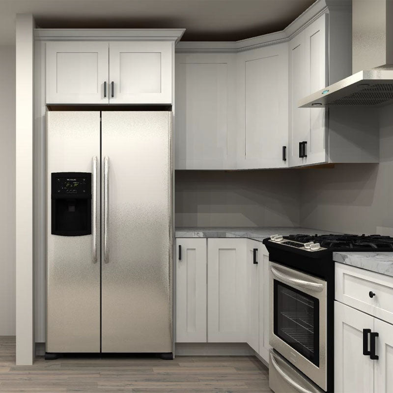 Fabuwood Allure Galaxy Frost 84 by 213 by 90 in. U Shaped Kitchen and 36 in. Farmhouse Sink