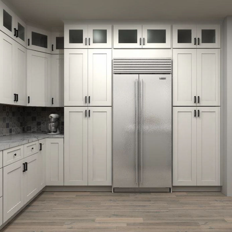 Fabuwood Allure Galaxy Frost and Horizon 135 by 235 in. L Shaped Kitchen with Island and 30 in. Double Sink