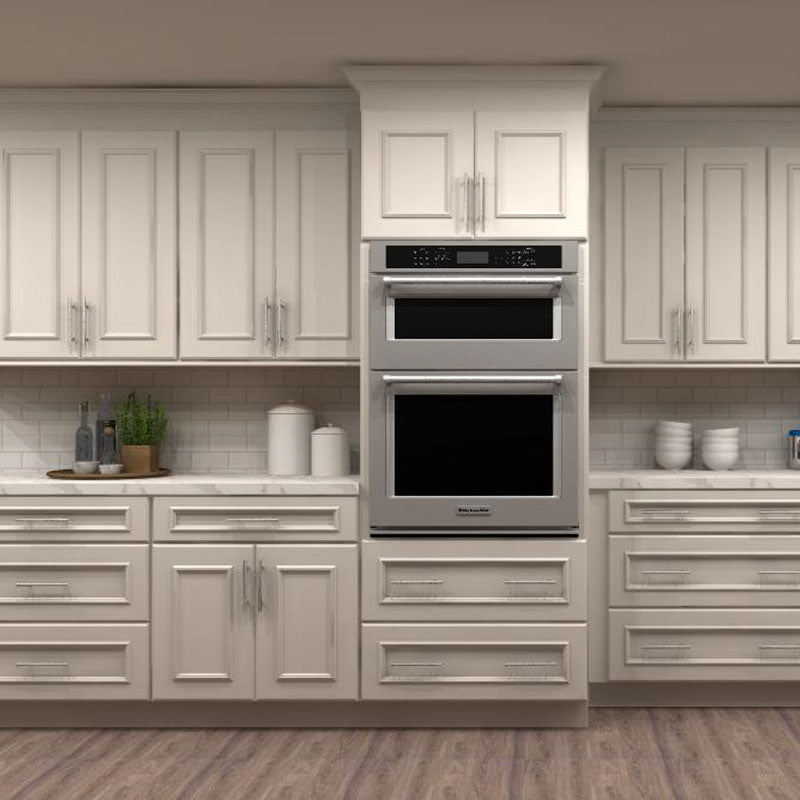 Fabuwood Allure Imperio Dove 105 by 117 by 66 by 169 by 109 in. Galley Kitchen with Island and 36 in. Farmhouse Sink