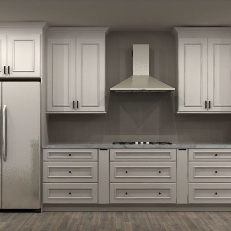 Fabuwood Allure Imperio Dove 218 in. Single Wall Kitchen with Island and 36 in. Double Sink
