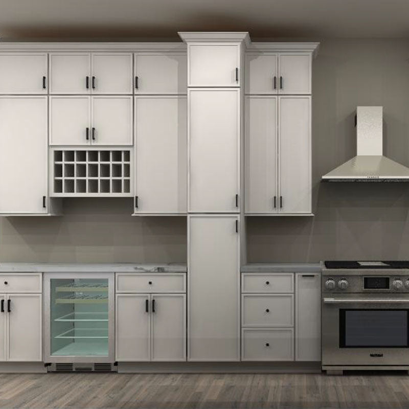 Fabuwood Allure Luna Dove and Indigo 220 in. Single-Wall Kitchen with 2 x Islands and 36 in. Double Sink