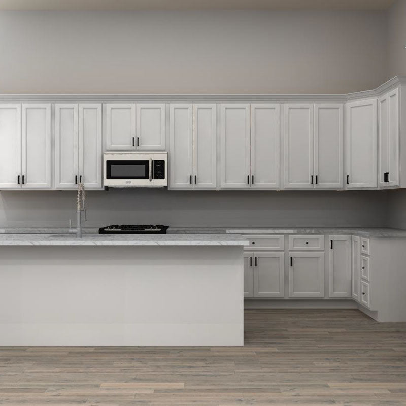 Fabuwood Quest Discovery Frost 192 by 48 by 39 in. L Shaped Kitchen wi