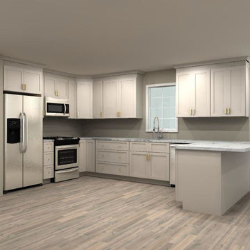 Kitchen Cabinet Distributor Shaker Sand 118 by 159 by 78 in. U Shaped Kitchen and 36 in. Double Sink