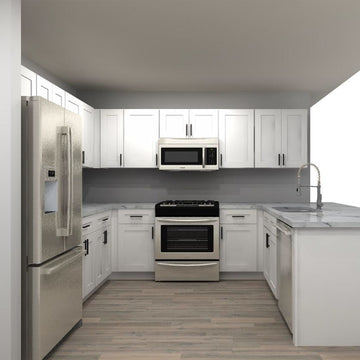 LessCare Alpina White 110 by 120 by 93 in. U Shaped Kitchen and 36 in. Double Sink