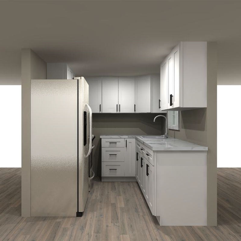 LessCare Alpina White 114 by 69 by 78 in. U Shaped Kitchen and 30 in. Sink