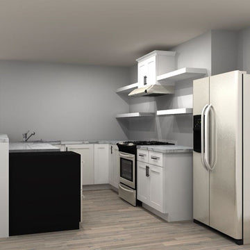 LessCare Alpina White 120 by 96 by 96 in. U Shaped Kitchen and 36 in. Double Sink