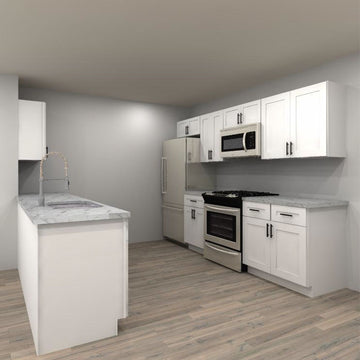 LessCare Alpina White 121 by 111 in. Galley Kitchen and 36 in. Double Sink