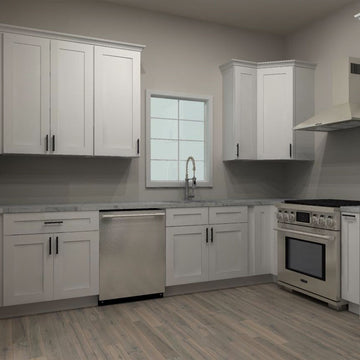 LessCare Alpina White 127 by 118 by 66 in. U Shaped Kitchen and 36 in. Double Sink