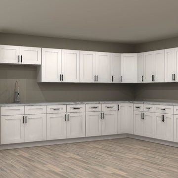 LessCare Alpina White 143 by 194 in. L Shaped Kitchen and 36 in. Double Sink
