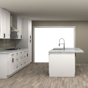 LessCare Alpina White 162 by 101 in. Galley Kitchen with Island and 36 in. Double Sink