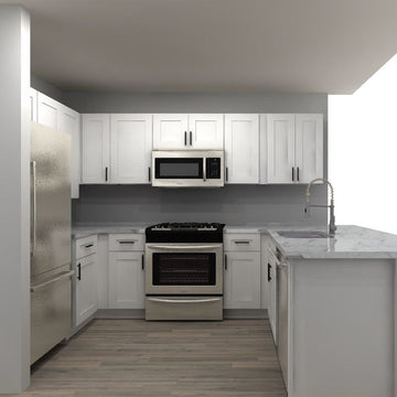 LessCare Alpina White 93 by 115 by 81 in. U Shaped Kitchen and 36 in. Double Sink