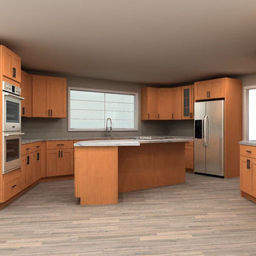 LessCare Newport 93 by 164 by 108 by 53 by 84 in. U Shaped Kitchen with Island and 33 in. Double Sink