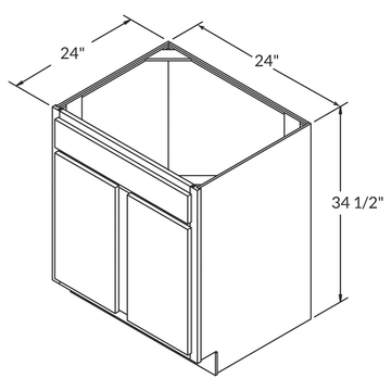 LessCare Alpina White Sink Base 24"W Shaker Cabinet Wireframe