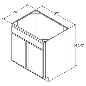 LessCare Alpina White Sink Base 27"W Shaker Cabinet Wireframe