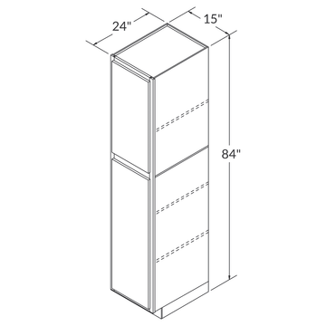 LessCare Danbury Blue Tall Pantry 15"W x 84"H Shaker Cabinet Wireframe