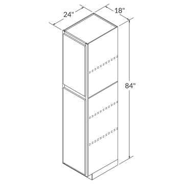 LessCare Danbury Blue Tall Pantry 18"W x 84"H Shaker Cabinet Wireframe