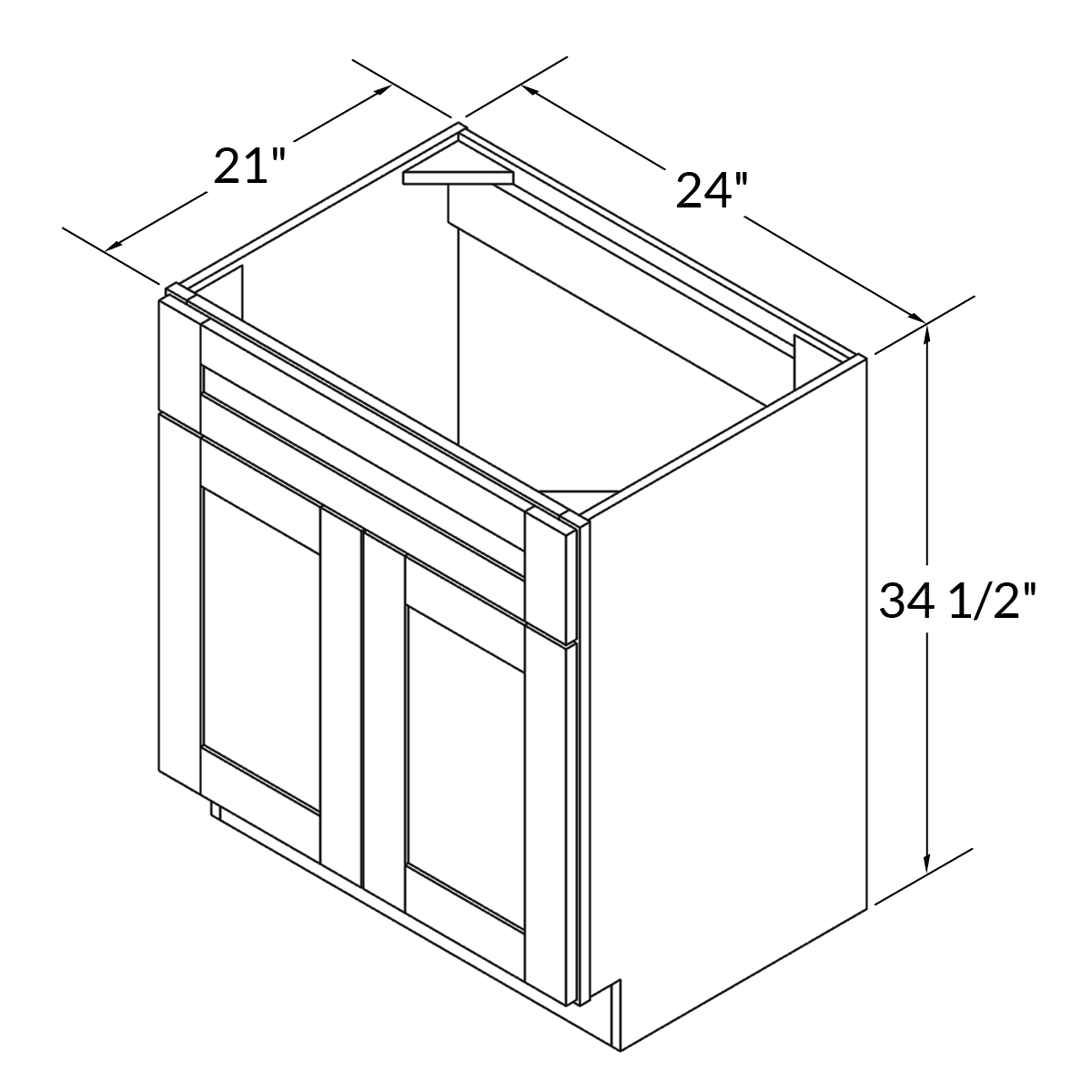 Vanity Sink Base Cabinet 24”W x 21”D x 34 1/2”H Milan Slate