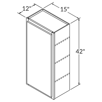 LessCare Alpina White Wall 15"W x 42"H Shaker Cabinet Wireframe