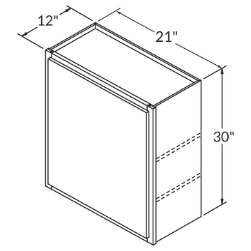 LessCare Alpina White Wall 21"W x 30"H Shaker Cabinet Wireframe
