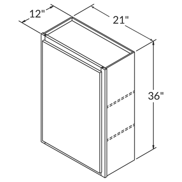 LessCare Newport Wall 21"W x 36"H Shaker Cabinet Wireframe