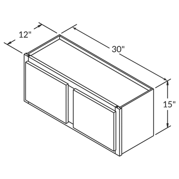 LessCare Alpina White Wall 30"W x 15"H Shaker Cabinet Wireframe