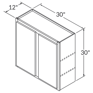 LessCare Newport Wall 30"W x 30"H Shaker Cabinet Wireframe