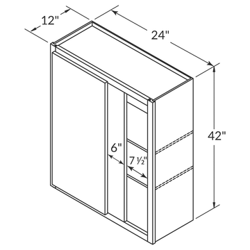 LessCare Alpina White Blind Corner Reversible Wall 24"W x 42"H Shaker Cabinet Wireframe