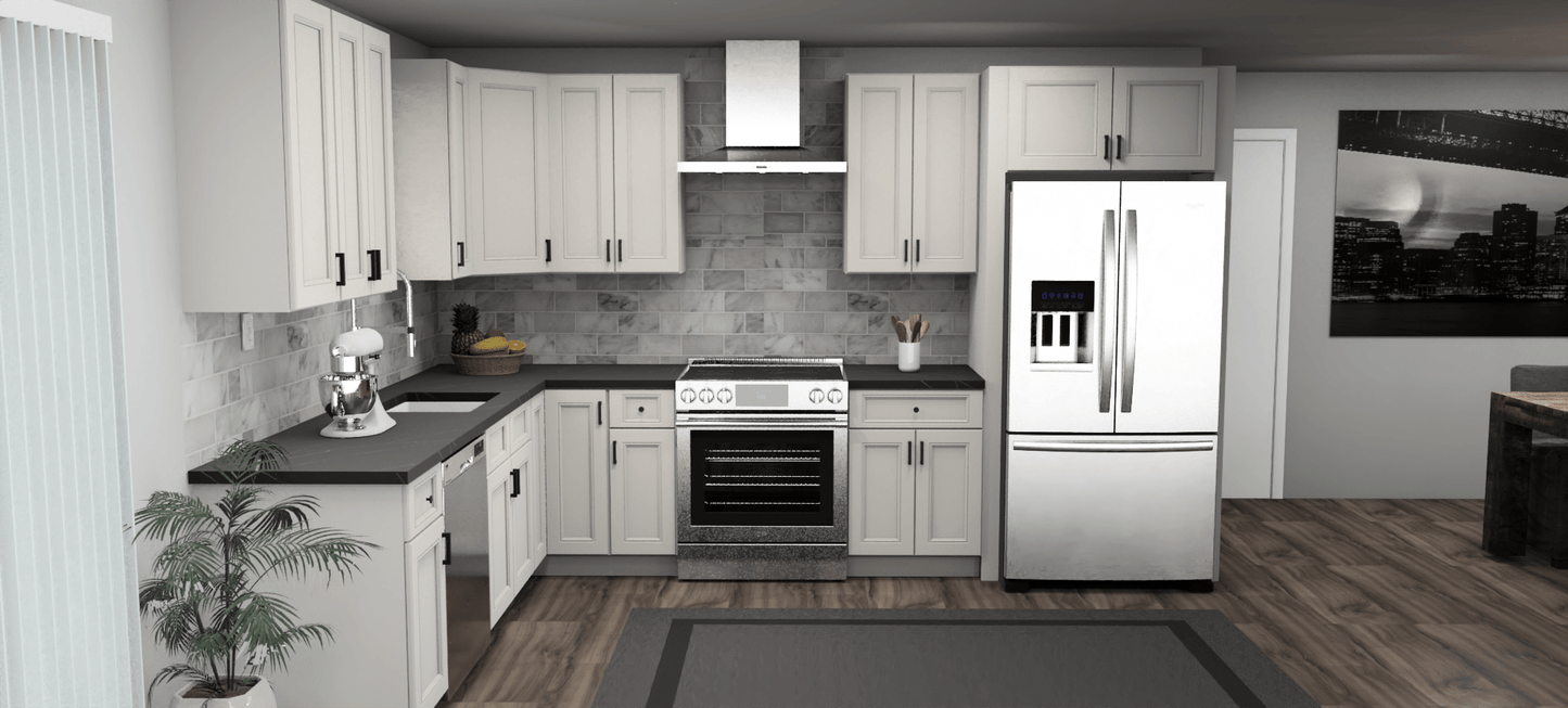 Fabuwood Allure Fusion Dove 9 x 12 L Shaped Kitchen Front Layout Photo