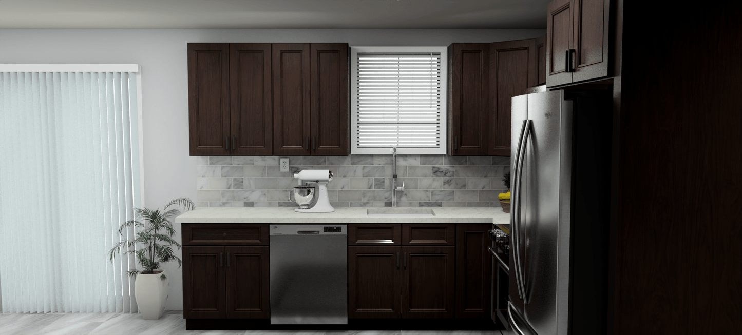 Fabuwood Allure Fusion Kona 10 x 10 L Shaped Kitchen Side Layout Photo