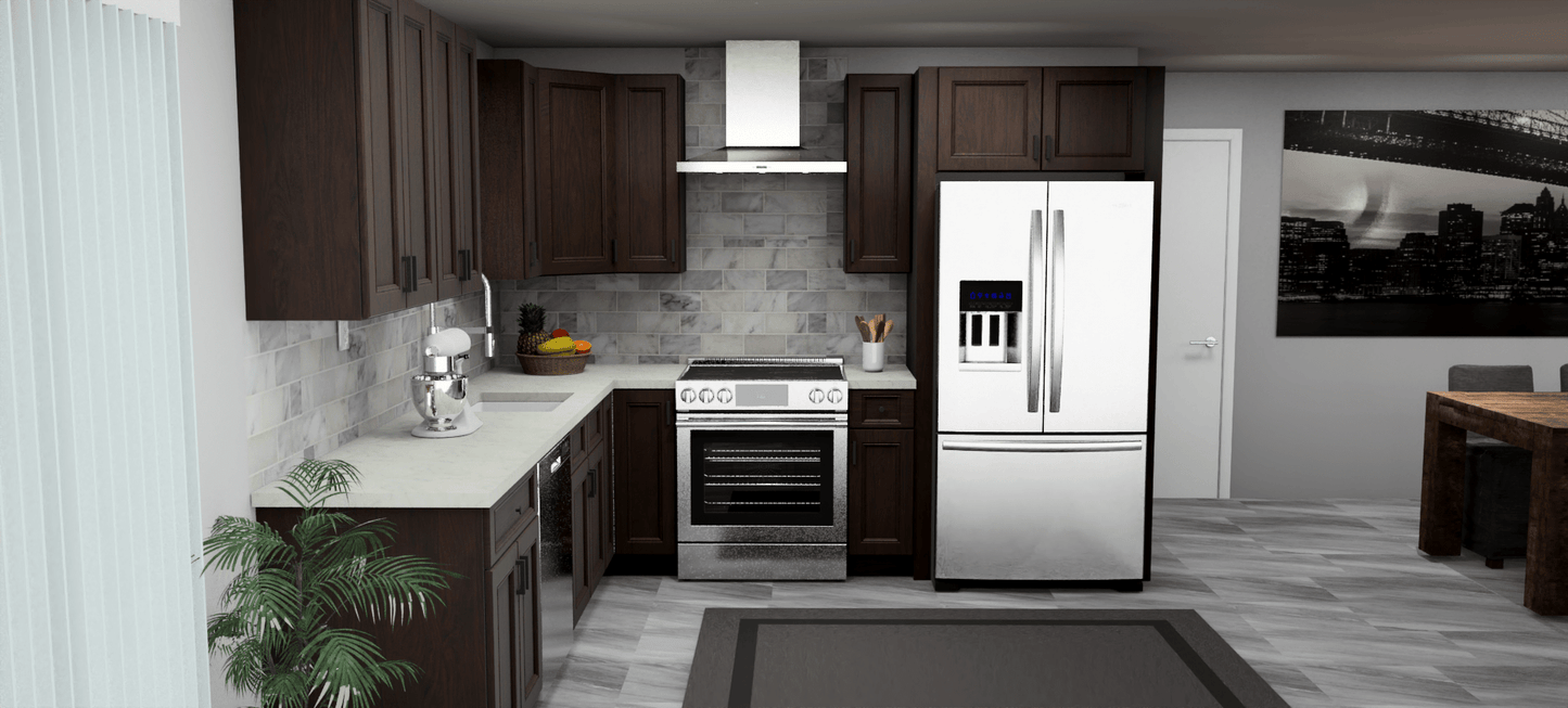 Fabuwood Allure Fusion Kona 10 x 10 L Shaped Kitchen Front Layout Photo