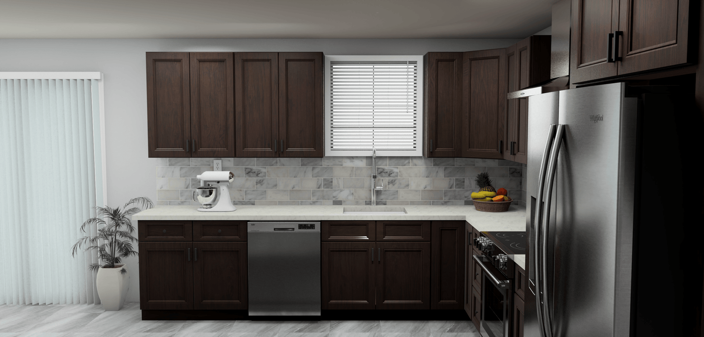Fabuwood Allure Fusion Kona 11 x 13 L Shaped Kitchen Side Layout Photo