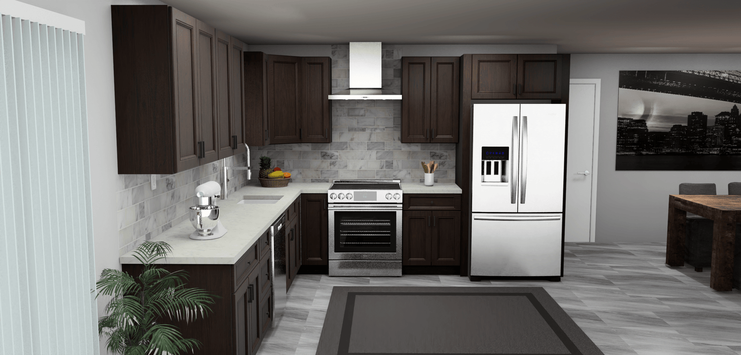 Fabuwood Allure Fusion Kona 12 x 11 L Shaped Kitchen Front Layout Photo