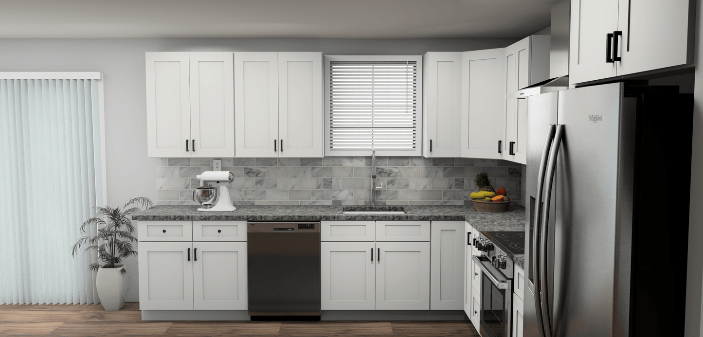 Fabuwood Allure Galaxy Frost 11 x 13 L Shaped Kitchen Side Layout Photo