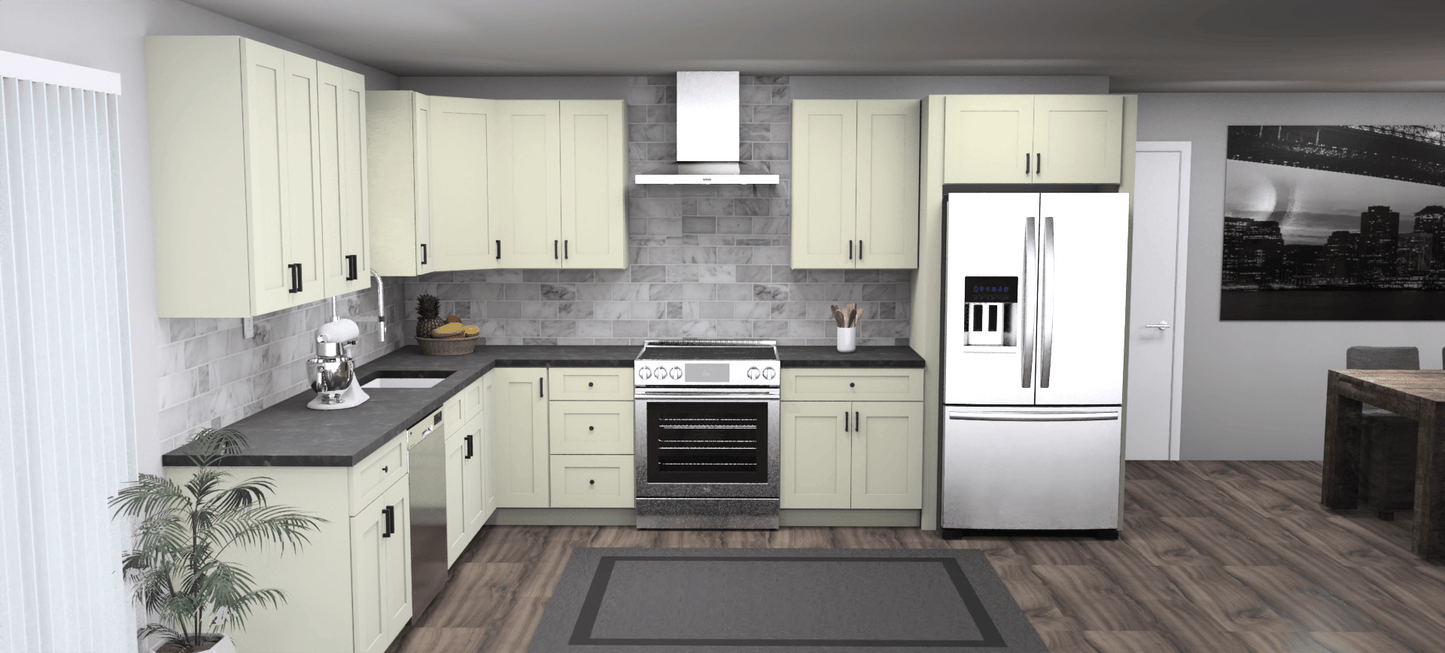 Fabuwood Allure Galaxy Linen 10 x 13 L Shaped Kitchen Front Layout Photo