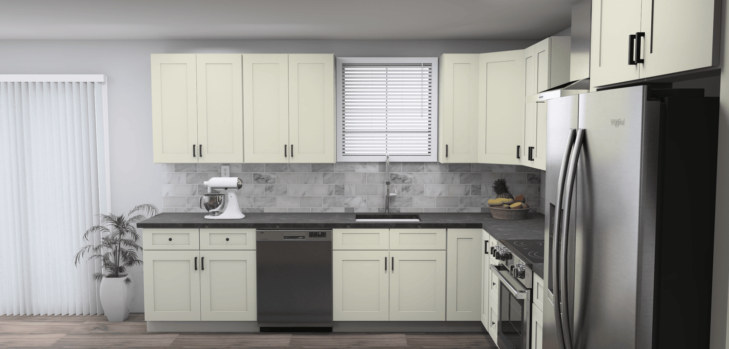 Fabuwood Allure Galaxy Linen 11 x 13 L Shaped Kitchen Side Layout Photo