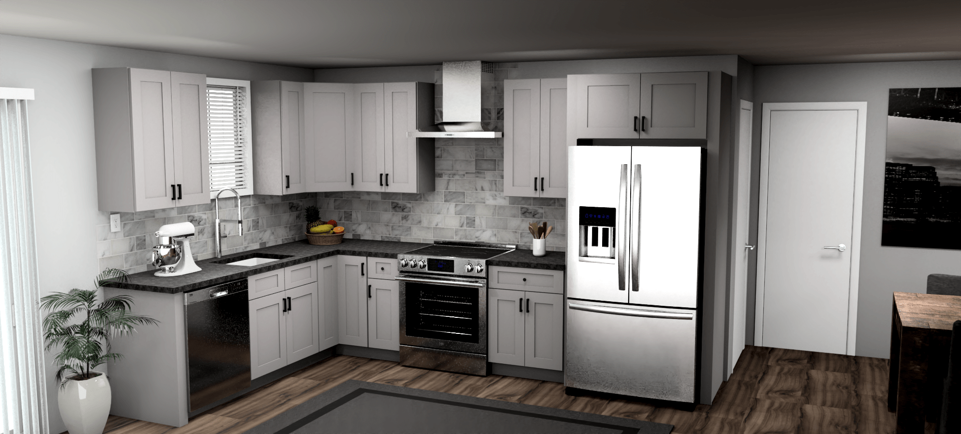 Fabuwood Allure Galaxy Nickel 8 x 12 L Shaped Kitchen | Cabinets ...