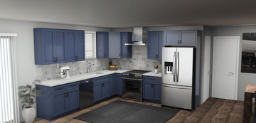 Pioneer The Blue Shaker 11 x 11 L Shaped Kitchen Main Layout Photo