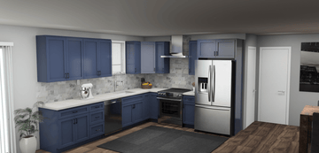 Pioneer The Blue Shaker 12 x 10 L Shaped Kitchen Main Layout Photo