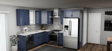 Pioneer The Blue Shaker 8 x 10 L Shaped Kitchen Main Layout Photo