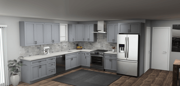 Pioneer The Grey Shaker 12 x 12 L Shaped Kitchen Main Layout Photo