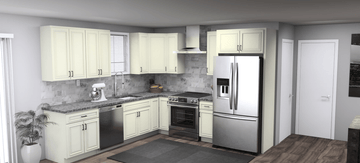 Pioneer The Ivory White 10 x 10 L Shaped Kitchen Main Layout Photo