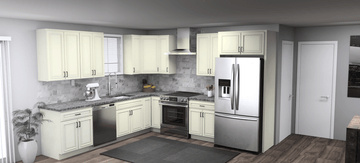 Pioneer The Ivory White 10 x 11 L Shaped Kitchen Main Layout Photo