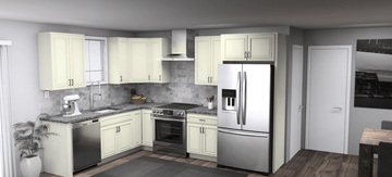 Pioneer The Ivory White 8 x 11 L Shaped Kitchen Main Layout Photo