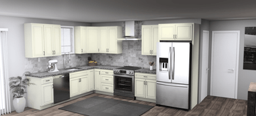 Pioneer The Ivory White 9 x 13 L Shaped Kitchen Main Layout Photo