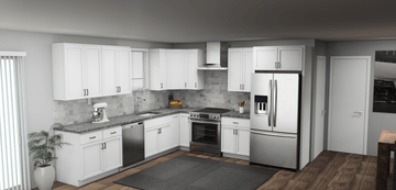 Pioneer The Modern White Shaker 11 x 11 L Shaped Kitchen Main Layout Photo