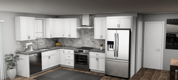 Pioneer The Modern White Shaker 8 x 13 L Shaped Kitchen Main Layout Photo