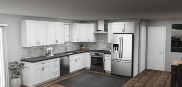 Pioneer The New White Shaker 12 x 10 L Shaped Kitchen Main Layout Photo