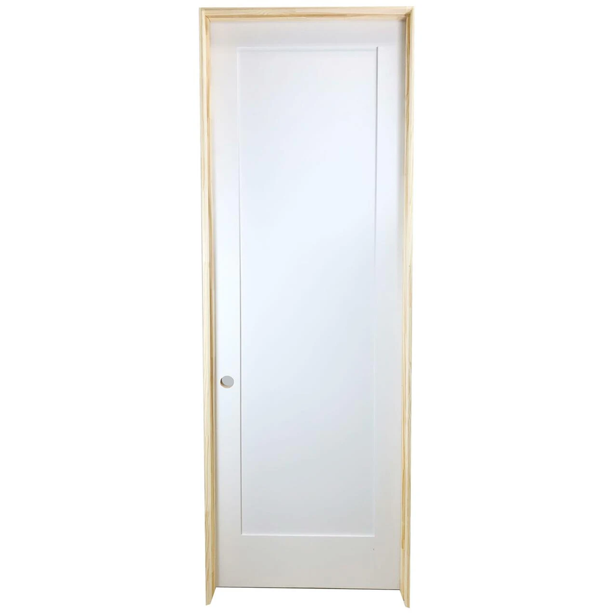 28 in x 80 in White 1-Panel Shaker Solid Core Primed MDF Prehung Interior Door