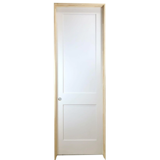 30 in x 80 in White 1-Panel Shaker Solid Core Primed MDF Prehung Interior Door