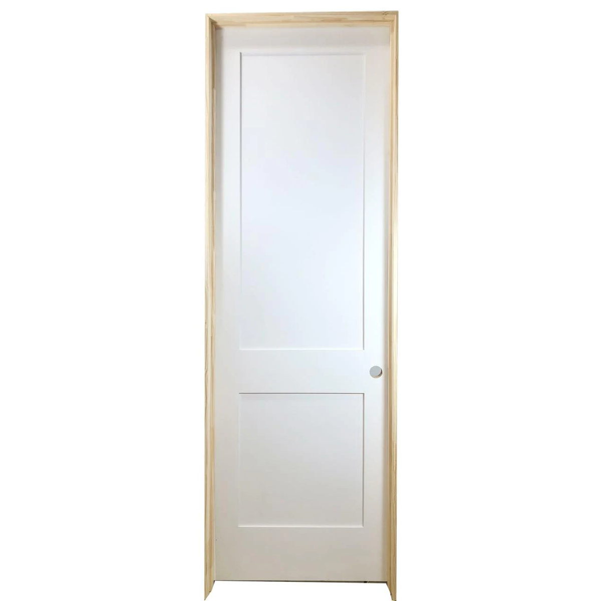 32 in x 80 in White 1-Panel Shaker Solid Core Primed MDF Prehung Interior Door